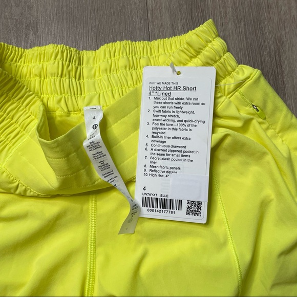 Lululemon Hotty Hot High-Rise Lined Short 4" - Electric Lemon - Picture 3 of 5